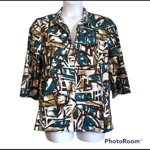 Chico’s Cream & Brown Zip Shirt Jacket Size XL (3)